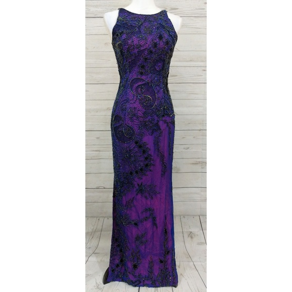 Sean Mehta Dresses & Skirts - JMDC by Sean Mehta Beaded Silk Gown Purple